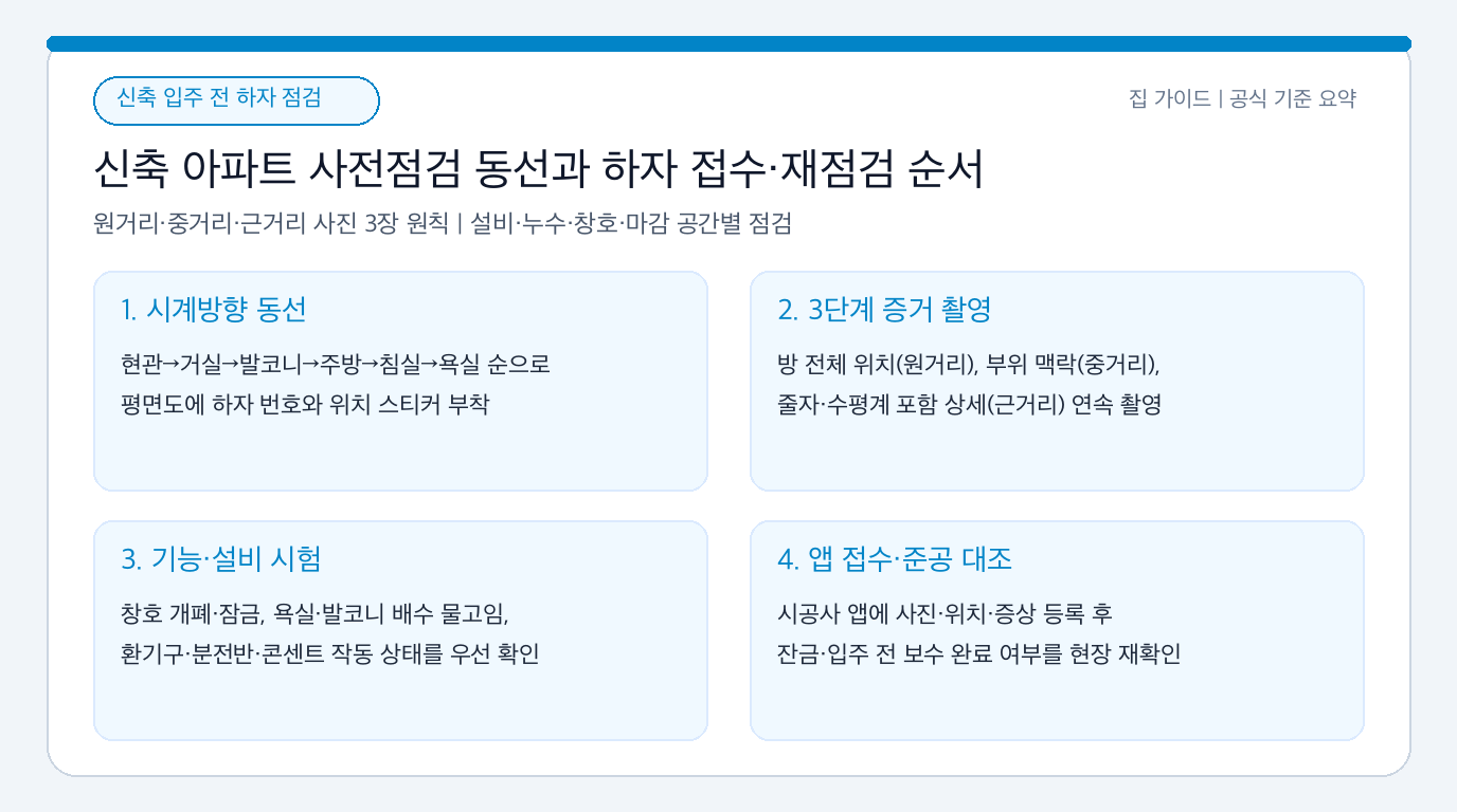 신축 아파트 입주자 사전점검 공간별 확인 순서와 하자 사진 기록·접수 절차