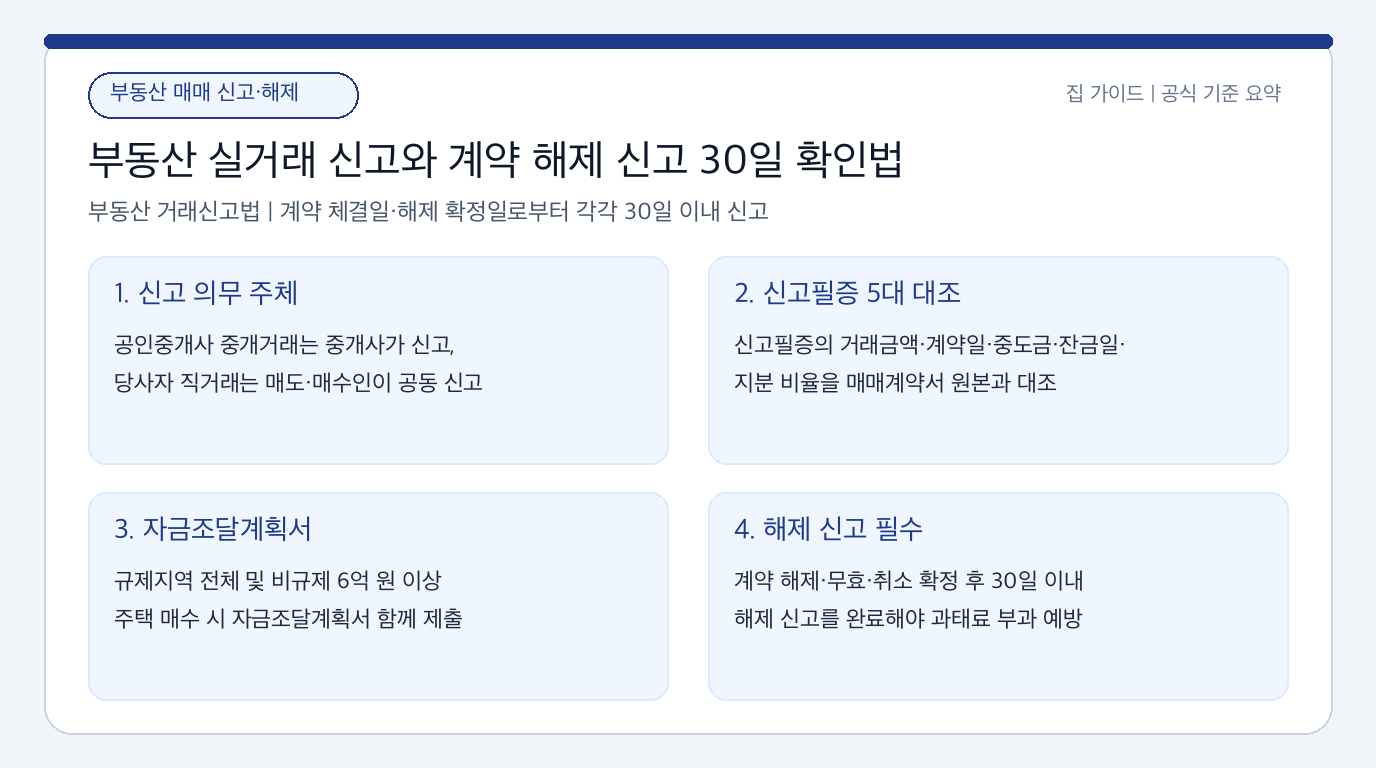 부동산 매매 실거래가 30일 이내 신고 기준과 계약 해제 신고필증 확인 절차